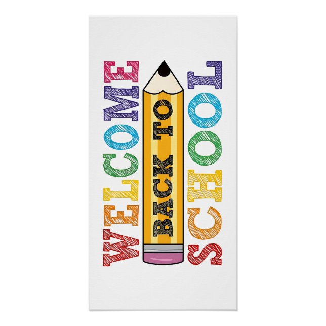 Willkommen zurück in der Schule – Bleistift-Illust Poster (Vorderseite)
