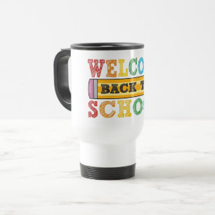 Willkommen zurück in der Schule – Bleistift-Illust Reisebecher