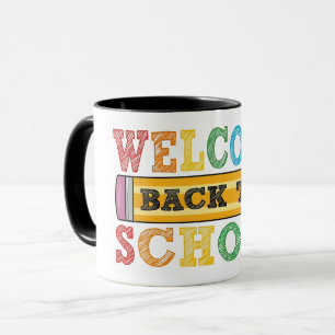 Willkommen zurück in der Schule – Bleistift-Illust Tasse