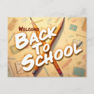 Willkommen zurück in der Schule – Bleistift-Kunst- Feiertagspostkarte