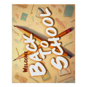 Willkommen zurück in der Schule – Bleistift-Kunstd Poster