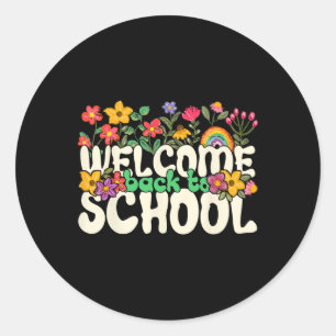 Willkommen Zurück In Der Schule Farbige Blumen Leh Runder Aufkleber