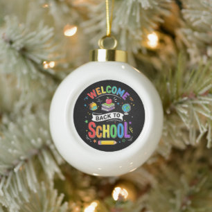 Willkommen zurück in der Schule Kinder Lehrer Erst Keramik Kugel-Ornament
