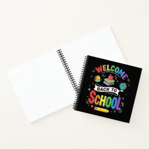Willkommen zurück in der Schule Kinder Lehrer Erst Notizbuch
