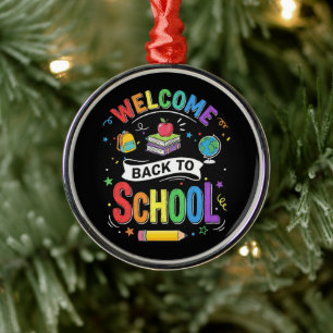 Willkommen zurück in der Schule Kinder Lehrer Erst Ornament Aus Metall