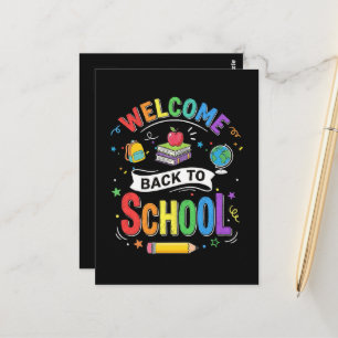Willkommen zurück in der Schule Kinder Lehrer Erst Postkarte