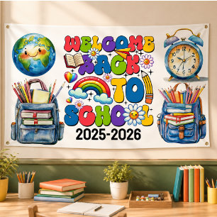 Willkommen zurück in der Schule Klassenzimmer Banner