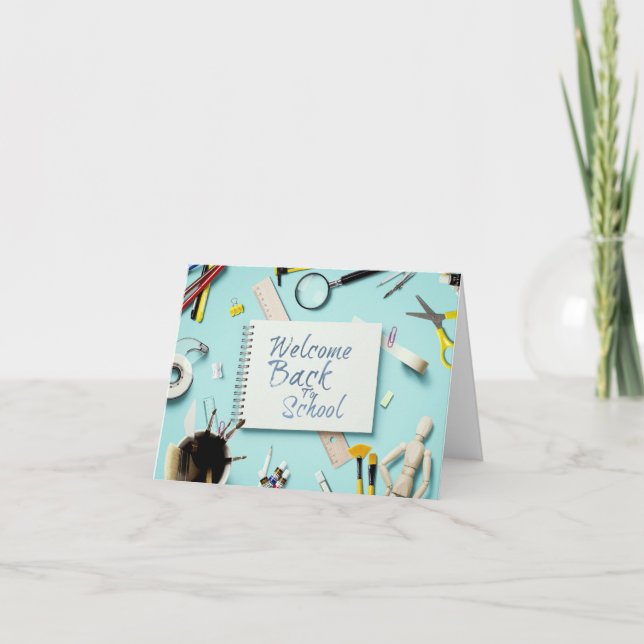 Willkommen zurück in der Schule - kreativer Stil f Karte (Vorderseite)