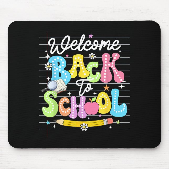 Willkommen Zurück In Der Schule Lehrer Kinder Erst Mousepad (Vorne)
