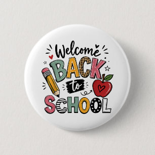 Willkommen zurück in der Schule Lehrer Schüler ers Button