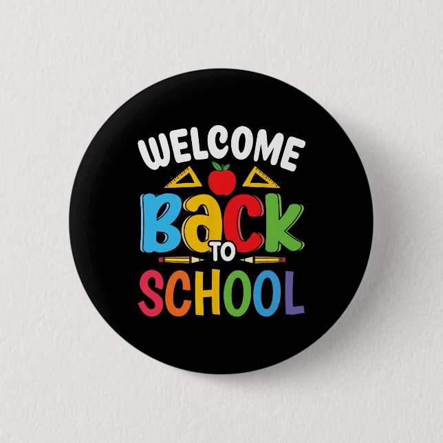 Willkommen Zurück In Der Schule Lehrer Schüler Ers Button (Vorderseite)