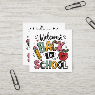 Willkommen zurück in der Schule Lehrer Schüler ers Quadratische Visitenkarte