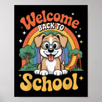 Willkommen zurück in der Schule Süßer Hund Kinder