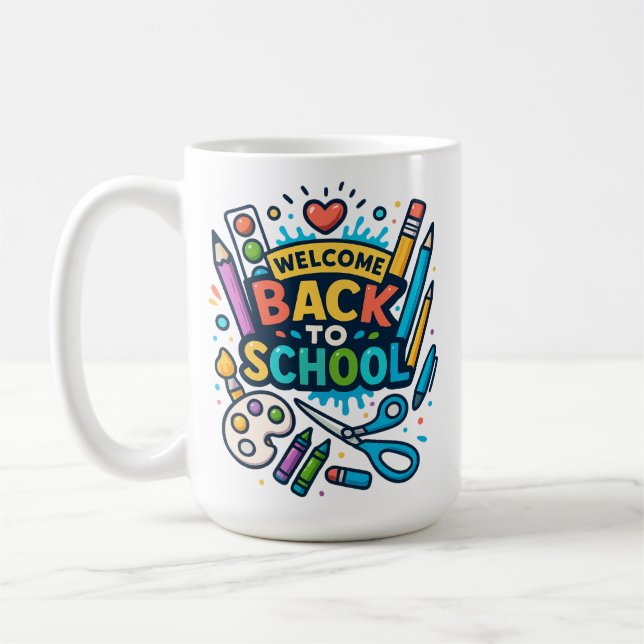 Willkommen zurück zu School Fun Art Design Kaffeetasse (Links)