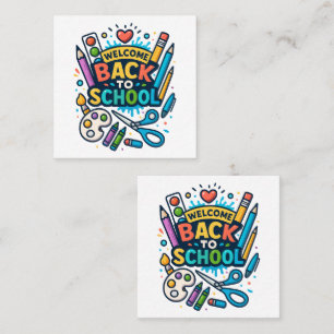 Willkommen zurück zu School Fun Art Design Quadratische Visitenkarte