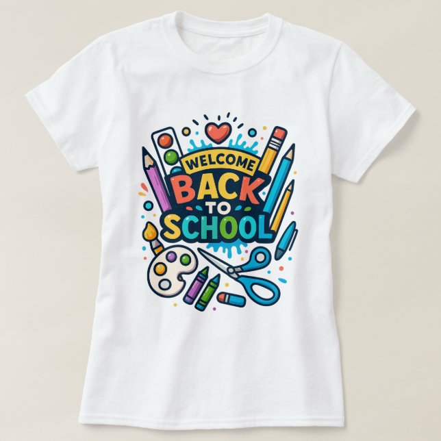 Willkommen zurück zu School Fun Art Design T-Shirt (Design vorne)