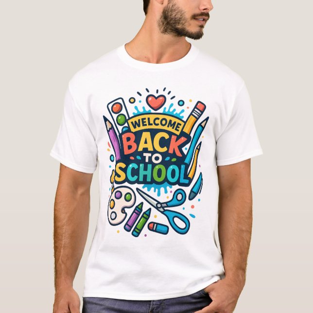 Willkommen zurück zu School Fun Art Design T-Shirt (Vorderseite)