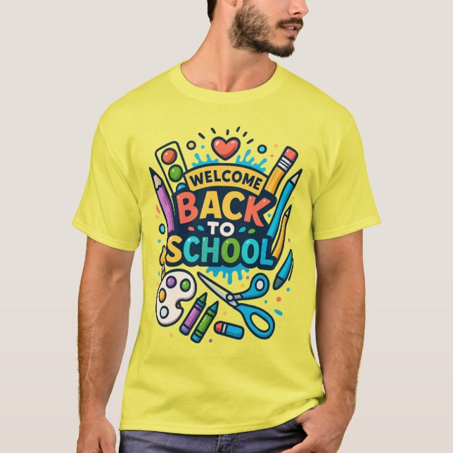 Willkommen zurück zu School Fun Art Design T-Shirt (Vorderseite)