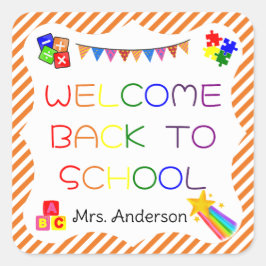 Willkommen zurück zum ersten Schultag auf dem Stic Quadratischer Aufkleber