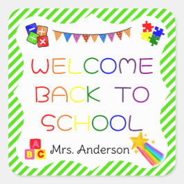 Willkommen zurück zum ersten Schultag auf dem Stic Quadratischer Aufkleber