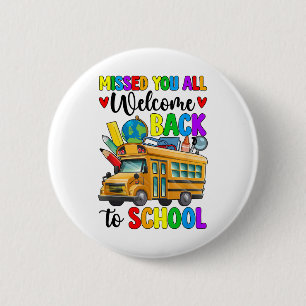 Willkommen zurück zum ersten Schultag Busfahrer Button