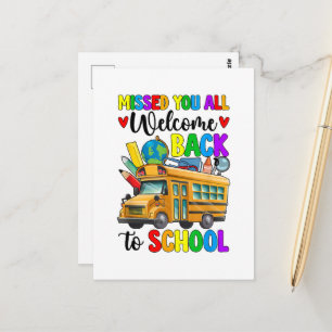 Willkommen zurück zum ersten Schultag Busfahrer Postkarte
