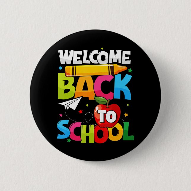 Willkommen zurück zum ersten Schultag Button (Vorderseite)