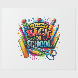 Willkommen zurück zum ersten Schultag Geschenkpapier