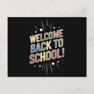 Willkommen zurück zum Schullehrer am ersten Schult Postkarte