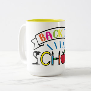 Willkommen zurück zum Schullehrerleben Zweifarbige Tasse