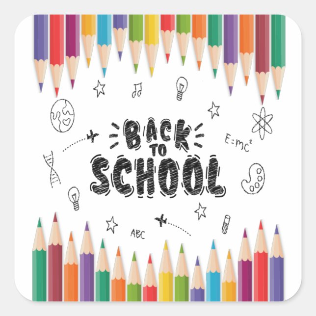 Willkommen zurück zum Shirt der Schule, dem ersten Quadratischer Aufkleber (Vorderseite)