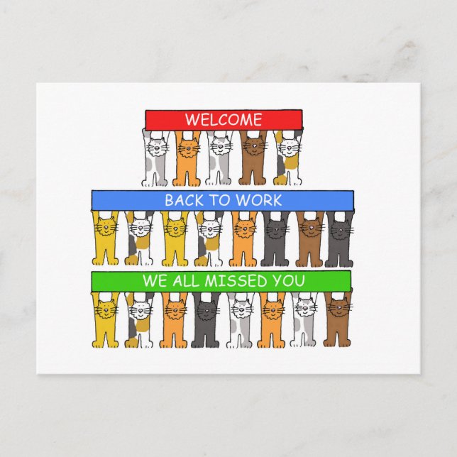 Willkommen zurück zur Arbeit, wir alle vermissten  Postkarte (Vorderseite)