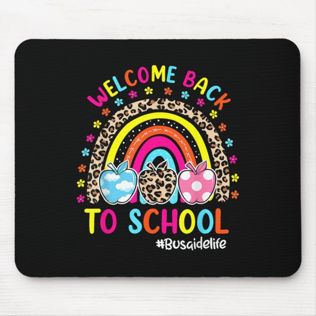 Willkommen zurück zur Regenbogen-Apfelbus-Hilfe im Mousepad (Vorne)