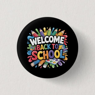 Willkommen zurück zur Schule Erster Schultag Lehre Button