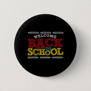 Willkommen zurück zur Schule Kreidetafel Lustig zu Button