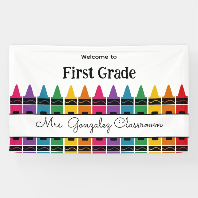 Willkommen zurück zur Schule Regenbogenstift  Banner (Horizontal)