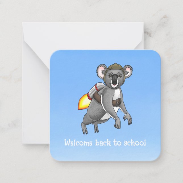 Willkommen zurück zur Schule Rocket Koala Mitteilungskarte (Vorderseite)