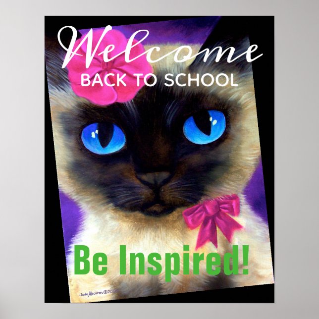 Willkommen zurück zur Schule Siamkatze Personalisi Poster (Vorne)