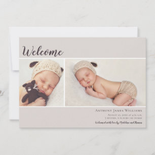 Willkommen Zwei Foto Ecru Baby Ankündigung