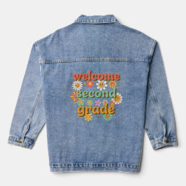 WILLKOMMEN ZWEITE KLASSE ZUM ERSTEN SCHULTAG ZURÜC JEANSJACKE