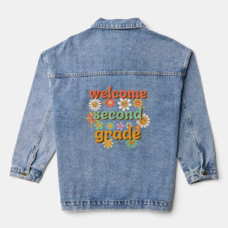 WILLKOMMEN ZWEITE KLASSE ZUM ERSTEN SCHULTAG ZURÜC JEANSJACKE