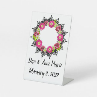 Willkommene Beschriftung Blume Blumenstrauß Kunst Sockelschild