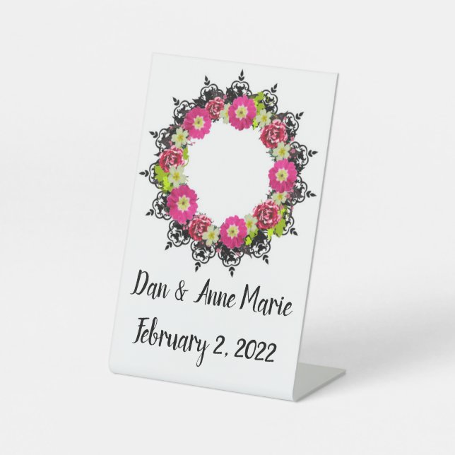 Willkommene Beschriftung Blume Blumenstrauß Kunst Sockelschild (Vorderseite)