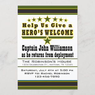 Willkommene das Zuhause-Einladung des Armee-Heldes Einladung