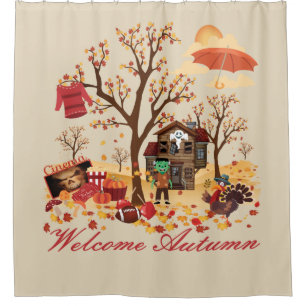 Willkommene Herbst-Fall-Landschaft Duschvorhang