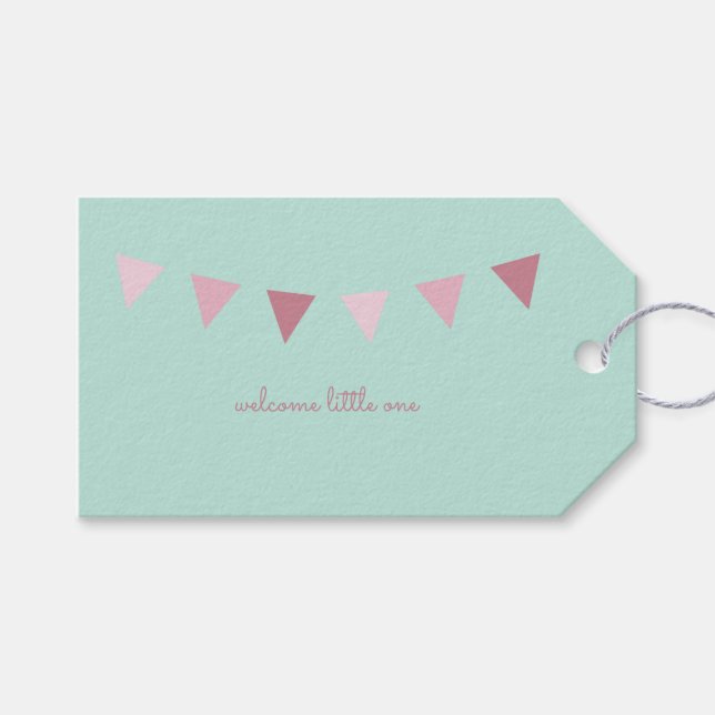 Willkommene kleine Geschenkmarke {Light Pink and G Geschenkanhänger (Vorderseite (Horizontal))