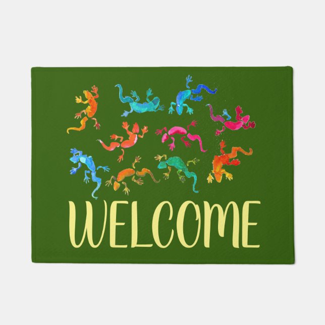 Willkommene Matte der niedlichen Geckoseidechse (Vorderseite)