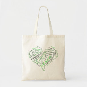 Willkommene Tasche des Herz-(viele Sprachen)