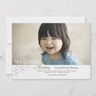 Willkommene Zuhause-Adoptions-Foto-Mitteilung Einladung