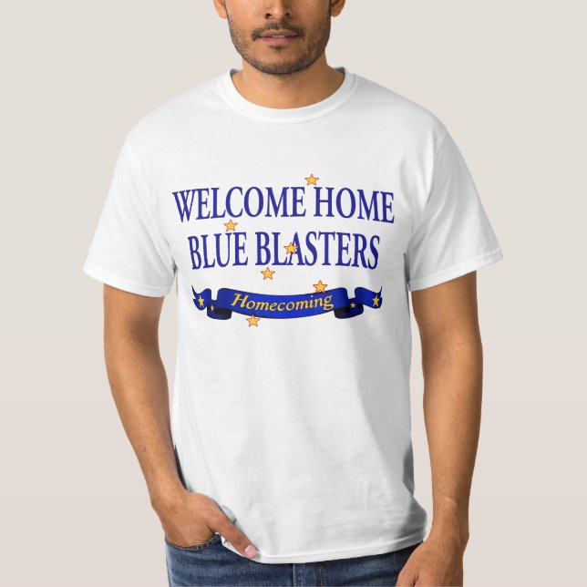 Willkommene Zuhause-Blau-Bläser T-Shirt (Vorderseite)
